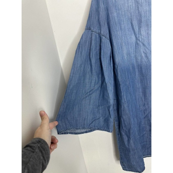 Cloth & Stone Anthropologie Womens Bell Sleeve Chambray Shift Dress Blue Size M - Picture 3 of 7